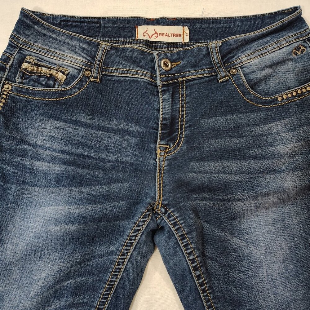 Real Tree Jeans Womens Size 31 Blue Mid Rise Stretch Slim Straight Cut Denim - Picture 4 of 16